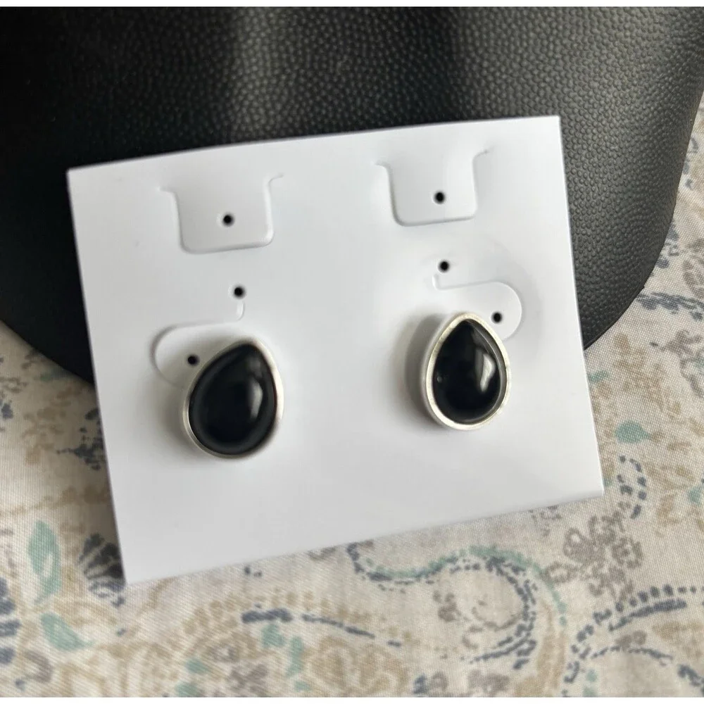 NAPIER Vintage Women's Earrings Silver Black Drops